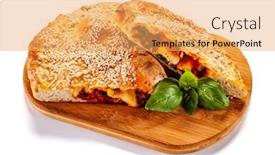  Presentation with cutting board - PPT theme consisting of pizza-calzone-on-cutting-board background and a yellow colored foreground