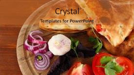  Presentation with wooden board for oktoberfest - Amazing PPT theme having pizza calzones on wooden board backdrop and a red colored foreground