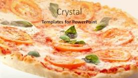  Presentation with oregano - Colorful slide set enhanced with pizza caprese made with mozzarella tomatoes oregano and basil backdrop and a yellow colored foreground