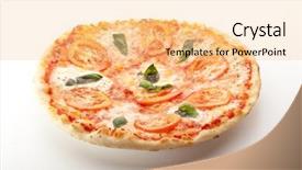  Presentation with oregano - PPT theme enhanced with pizza caprese made with mozzarella tomatoes oregano and basil background and a lemonade colored foreground