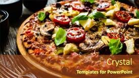  Presentation with mushrooms - Beautiful PPT layouts featuring pizza-capricciosa-with-white-mushrooms backdrop and a tawny brown colored foreground