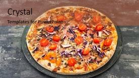  Presentation with cooked brown crab or edible - PPT layouts having pizza cooked with standard cooked background and a  colored foreground