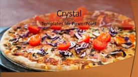  Presentation with pizza - Beautiful presentation design featuring pizza cooked with standard cooked backdrop and a red colored foreground