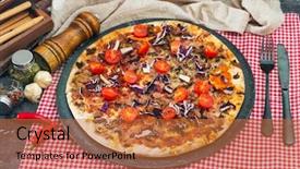  Presentation with standard drink unit - PPT theme consisting of pizza cooked with standard cooked background and a red colored foreground