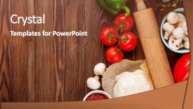  Presentation with dough - Slide set enhanced with pizza cooking ingredients dough vegetables background and a tawny brown colored foreground