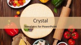  Presentation with dough - Presentation theme featuring pizza cooking ingredients dough vegetables and spices top view with copy space background and a coral colored foreground