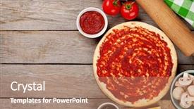  Presentation with dough - Presentation theme featuring pizza cooking ingredients dough vegetables background and a coral colored foreground