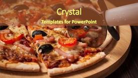  Presentation with capsicum - Amazing theme having pizza cutter wheel slicing ham backdrop and a tawny brown colored foreground