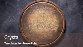  Presentation with cutting board - Presentation theme consisting of pizza-cutting-board-at-table background and a tawny brown colored foreground