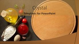  Presentation with cutting board - Colorful slides enhanced with pizza-cutting-board-at-table backdrop and a  colored foreground