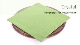  Presentation with table napkin - Audience pleasing theme consisting of pizza-cutting-wooden-board backdrop and a soft green colored foreground
