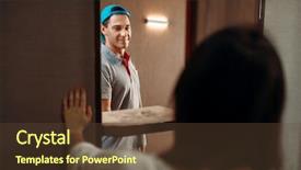  Presentation with delivery boy - Colorful slide deck enhanced with pizza delivery boy gives box backdrop and a tawny brown colored foreground