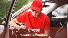  Presentation with delivery boy - Slide deck enhanced with pizza delivery boy with tablet background and a tawny brown colored foreground