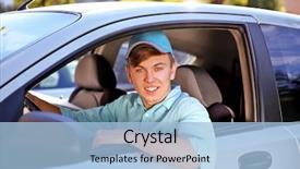  Presentation with delivery boy - Cool new PPT theme with pizza delivery boy with tablet backdrop and a light blue colored foreground