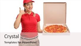  Presentation with pizza delivery - Slides enhanced with pizza delivery girl making background and a lemonade colored foreground