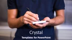  Presentation with pizza delivery - Theme having pizza delivery man taking an order in commercial kitchen background and a navy blue colored foreground