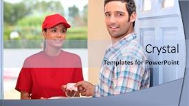  Presentation with food service - PPT layouts having pizza delivery service background and a light blue colored foreground