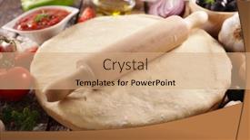  Presentation with dough - Beautiful PPT theme featuring pizza-dough-with-ingredient backdrop and a coral colored foreground