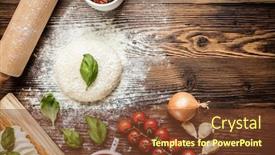  Presentation with dough - Cool new presentation theme with pizza dough with ingredients on wood shot from above backdrop and a tawny brown colored foreground
