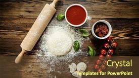  Presentation with dough - Beautiful presentation featuring pizza dough with ingredients on wood shot from above backdrop and a tawny brown colored foreground