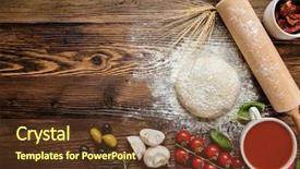  Presentation with dough - Slide set with pizza dough with ingredients background and a tawny brown colored foreground