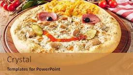  Presentation with street children - PPT layouts having pizza-for-children-on-wooden background and a gold colored foreground