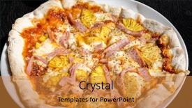  Presentation with hawaiian - PPT theme enhanced with pizza hawaiian italian supreme meal background and a gold colored foreground