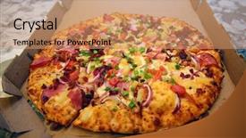  Presentation with pizza technology - PPT layouts with pizza hawaiian pizza pineapple pizza background and a coral colored foreground