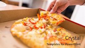  Presentation with id card - Colorful presentation theme enhanced with pizza in a card box backdrop and a yellow colored foreground
