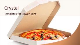  Presentation with pizza - Slides having pizza in box isolated background and a lemonade colored foreground