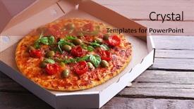  Presentation with pizza - Amazing presentation theme having pizza in box on wooden backdrop and a red colored foreground