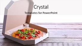  Presentation with pizza - Amazing presentation having pizza in box on wooden backdrop and a white colored foreground