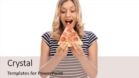  Presentation with italian food about pizza - PPT theme consisting of pizza isolated on white background background and a soft green colored foreground