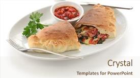  Presentation with italian food about pizza - Theme having pizza like a half moon background and a lemonade colored foreground