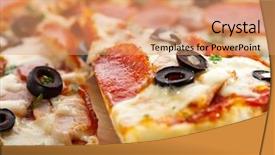  Presentation with mushrooms - Theme featuring pizza made with salami mozzarella background and a coral colored foreground