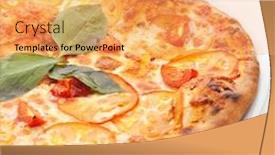  Presentation with mozzarella cheese - Audience pleasing presentation design consisting of pizza margherita made with cherry tomatoes gauda cheese and mozzarella backdrop and a yellow colored foreground