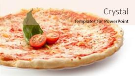  Presentation with mozzarella cheese - Presentation design featuring pizza-margherita-made-with-tomatoes background and a lemonade colored foreground