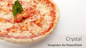  Presentation with mozzarella cheese - PPT theme with pizza-margherita-made-with-tomatoes background and a lemonade colored foreground