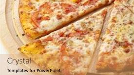  Presentation with mozzarella cheese - Slide set consisting of pizza-margherita-made-with-tomatoes background and a yellow colored foreground