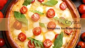  Presentation with pepper - Presentation having pizza-margherita-with-arugula-red background and a yellow colored foreground