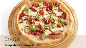  Presentation with oregano - PPT layouts consisting of pizza-marinara-with-anchovy-tomatoes background and a yellow colored foreground