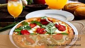  Presentation with dried tomato - Amazing slide set having pizza mozzarella with dried tomato backdrop and a coral colored foreground