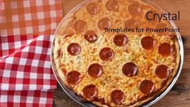  Presentation with cheese - PPT theme featuring pizza on a red checkered background and a red colored foreground