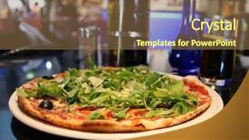  Presentation with pizza pasta - Beautiful presentation theme featuring pizza on a table backdrop and a tawny brown colored foreground