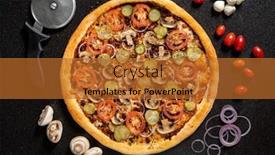  Presentation with pizza - PPT theme consisting of pizza-on-the-black-background background and a red colored foreground