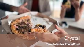  Presentation with canteen - Presentation design having pizza-on-today-s-menu background and a coral colored foreground