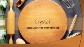  Presentation with baking - Presentation theme consisting of pizza-or-bread-cutting-board background and a yellow colored foreground