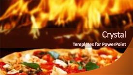  Presentation with pizza - PPT layouts featuring asian girl with red christmas hat show v sign behind blank sign isolated on white background background and a white colored foreground