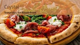  Presentation with pizza - Presentation theme having pizza-parma-prosciutto-di-parma background and a gold colored foreground