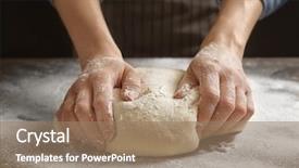  Presentation with dough - Theme having pizza pasta - woman kneading dough on table background and a coral colored foreground